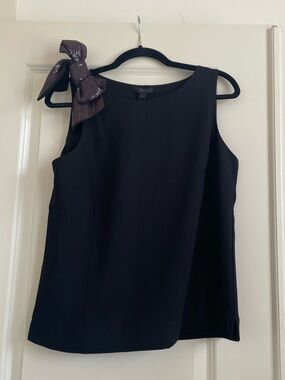 J. Crew Black Tank Top Blouse with Purple Sequin Bow